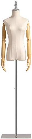 LRHYG Female Mannequin Female Tailors Dummy Female Mannequin Torso Body Dress Form Sewing Torso Body Busts with Plastic Arm Height-Adjustable Base Suitable for Apparel Jewelry Display Stand