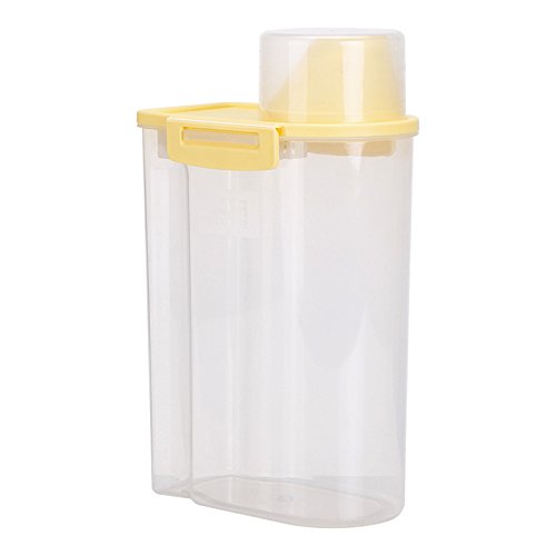 PISSION Pet Food Storage Container with Graduated Cup and Seal Buckles Food Dispenser for Dogs Cats (Yellow)