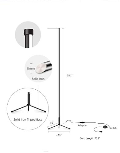 LED Floor Lamp Bedroom Modern Standing lamp with Remote Control dimmable Night Lights Corner Light for Living Room, 18W 1450lm