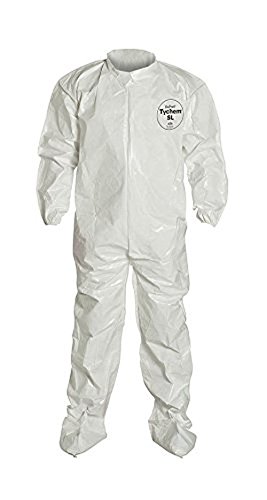 Dupont SL121BWH6X001200 SL Coverall with Collar and Storm Flap with Adhesive Cl…