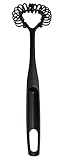 Whisk for Non Stick Pans, Spiral Flat Whisk for Sauces, Gravies (Black)