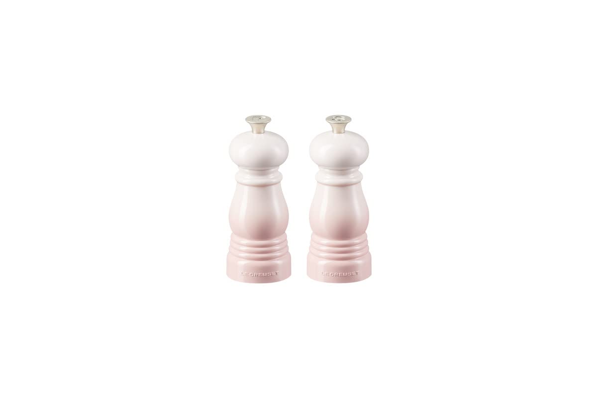 Le Creuset Classic Salt and Pepper Mill Set, Personal Use, Chip-Resistant ABS Plastic, Anti-Corrosion, 11 cm, Shell Pink, 44900117770000