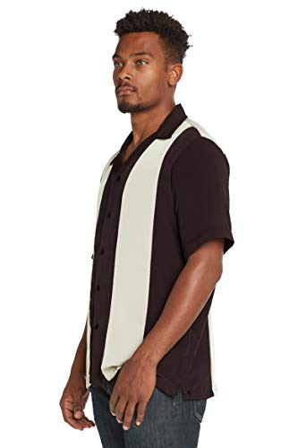 9 Crowns Men's Retro Bowling Bahama Camp Button-Down Shirt (Brown/Beige, Medium) - Thumbnail 2