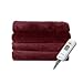 Sunbeam Microplush Throw Heated Electric Warming Heating Blanket, Cranberry Red