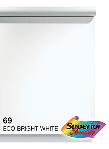 Superior Seamless Photography Background Paper, 69 Eco Bright White (86 inches Wide x 36 feet Long)