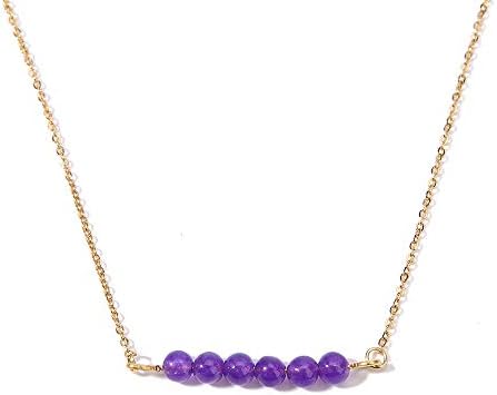 BALIBALI 14K Gold Plated Choker Necklace Simple Tiny Dainty Natural Stone Gemstone Necklace