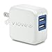 Charger,Dual USB Travel Wall Power Adapter Vlove 2.4 Amp USB Foldable Plug Made for Iphone 6 6plus 5 5s 5c 4s, Ipads, Ipods, Samsung Galaxy S6 S5 S4 S3 Note 2 3 and Most Android Phones (White)