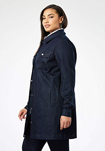 Jessica London Women's Plus Size Long Denim Jacket - Medium Stonewash, 18 W - Thumbnail 3