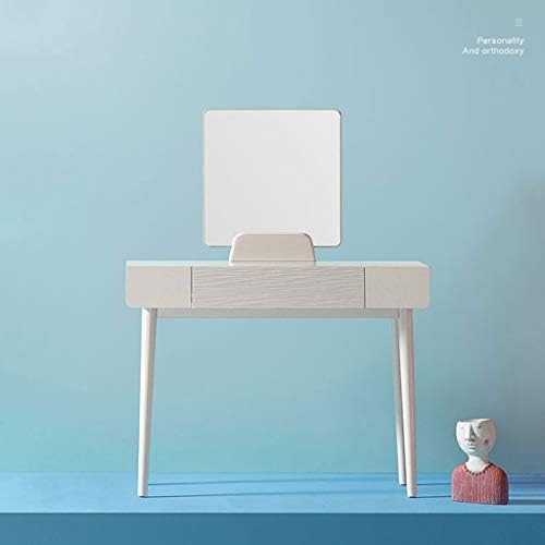 化粧台 特別セール品 ドレッサーベッドルームシンプルな小さなアパートミニシングルメイクアップ表な収納 高精細マーキュリーミラー エンボス ソリッドウッドフィート 多機能ガールデスク テクノロジー