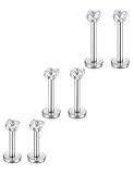 Jstyle Jewelry 316L Stainless Steel 16G 3mm CZ Labret Monroe Nose Piercing Lip Rings Studs Ear Piercings 2-6 Pcs 6mm 8mm 10m Bar Length