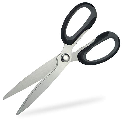 Kitchen Scissors,Stainless Steel Heavy Duty Detachable Shears Serrated And Flat Blade For Meat/Nuts