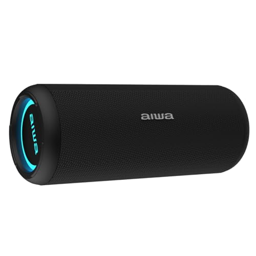 Aiwa Bocina Portatil Bluetooth AW-KF4 20W RMS Portátil con Luces LED, Batería Recargable, Resistente al Agua y Polvo, Conectividad USB/AUX/Bluetooth, Sonido Potente para Viajes y Hogar