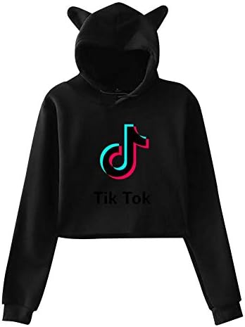 TIK Tok Hoodie Cat Ear Sweater Exposed Navel Fashion Kawaii Casual Sweatshirt for Womens