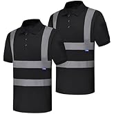 AK A-KSAFETY Hi-Vis Safety Polo Shirt with Reflective Strips, High Visibility Construction Work Shirt for Men