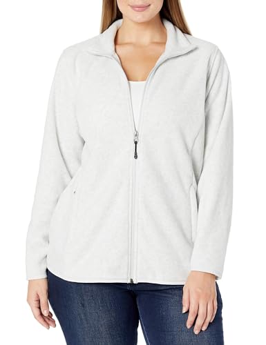 AMAZON ESSENTIALS WOMEN’S CLASSIC-FIT FULL-ZIP POLAR SOFT FLEECE JACKET (AVAILABLE IN PLUS SIZE), LIGHT GREY HEATHER, 5X