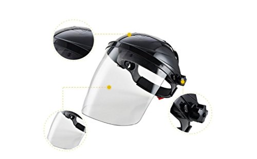 Safety Works Adjustable Headgear Face shield with Visor Mask Clear Face and Head Coverage Polycarbonate Used for - Light Construction, General Manufacturing, Cutting Metal, Cutting Wood (TL-1021) - Thumbnail 3