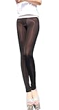 LinvMe Women's Sexy See Through Sheer Tight Pants Nylon Legging S Black