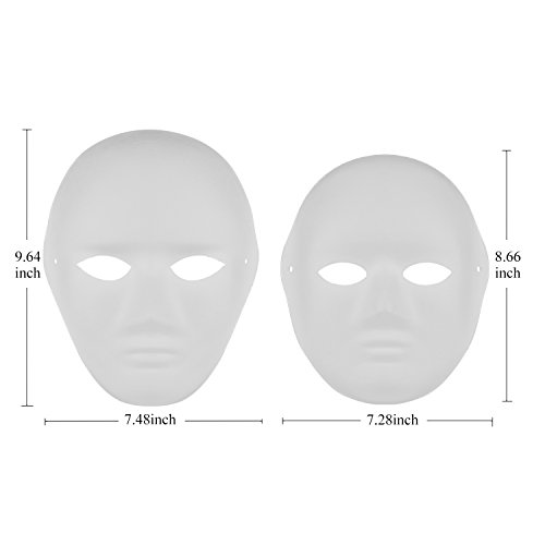 Outgeek DIY Mask, White Mask Paintable Paper Mask White Plain Mask for Mardi Gras (12 Male+12 Female - Thumbnail 3
