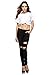 Vialumi Women's Juniors Distressed Ripped Slashed Slit Torn Stretch Skinny Jeans
