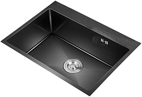 キッチンシンク 黒の304ナノメートルステンレス鋼シンク 手作りのシングルバスシンク ディッシュ