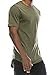 JC DISTRO Mens Hipster Hip Hop Cotton eLong Round Scallop Tshirt Military Green Large