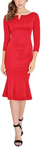 Balleay Women's Square Neck Elegant Cocktail Party Dress Knee-Long Evening Dresses Custom Dress According to the Measurements Provided BA331386 (10, Red)