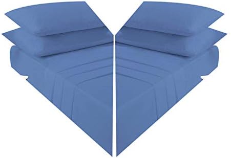 COTON MODE® Single Fitted Bed Sheet Easy Care Breathable Soft Poly Cotton Mid Blue Single Bed Sheets
