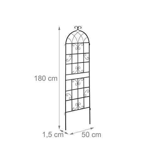 Relaxdays Rankgitter Metall, 2er Set, zum Stecken, Rankhilfe für Kletterpflanzen, 180 x 50 cm, Spalier Garten, schwarz – Bild 5