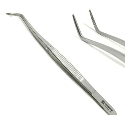 Set Of 5 Meriam Curved Serrated Tweezers - 16cm Surgical/Dental Grade Stainless Steel