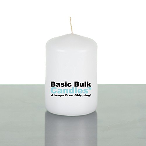 BBC Pillar Candles, White, Unscented, 2 x 3 Inch Small Pillars, Set of 36