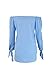 Simplee Apparel Women's Off The Shoulder Long Sleeve Knotted Top Blouse Blue