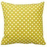 Mustard Yellow and White Polka Dots Pttern Home Decor Throw Pillow Cover Case Decorative Square 18X18 Inches Two Sides