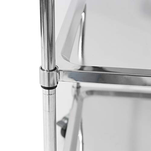 Amarite 3 Shelf Utility cart on Wheels 396 lbs Multi-Functional Stainless Steel Trolley, Household, Service Trolley,24×16.1×36 inch. - Thumbnail 4