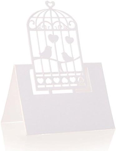 Pretty White Joy Birdcage Design place settings cards - set of 20