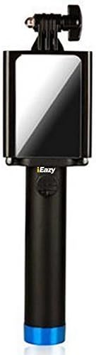 iEazy ZP03B Wired Remote Shutter Selfie Stick Monopod Pole With Mirror for Smartphone, Blue