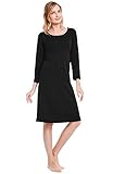Del Rossa Women's Cotton Knit Nightgown, 3/4 Length Sleep Dress