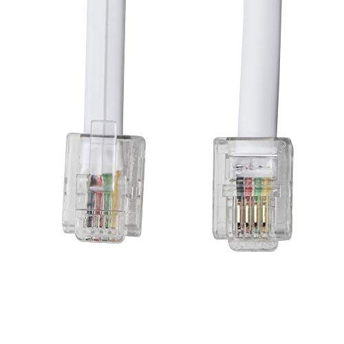 ohCome [2Pack 25Feet] Telephone Extension Cord Phone Cable Line Wire with Standard RJ-11 6P4C Plugs (White) - Thumbnail 2
