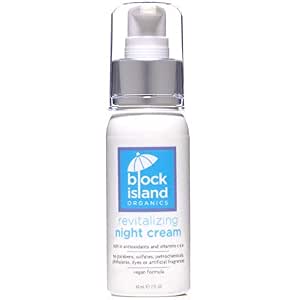 Block Island Organics - Organic Revitalizing Night Cream With Antioxidants Vitamin C And E - Deeply Moisturizes The Face, Neck, Eyes And Décolleté - Vegan Formula - Ewg Top Rated - 2 Fl Oz (850505006010)