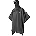 ANDAKE Raincoat Portable Reusable Rain Poncho,Waterproof Sunshade Tarp, Ground Mat Poncho Outdoor Women Men Black, Medium