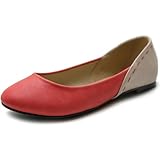 Ollio Women's Shoe Ballet Cute Heel Patch Pastel Color Flat