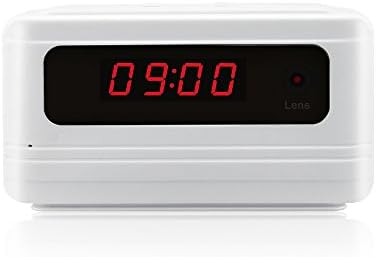 downee Wi-Fi Hidden Camera Alarm Clock Full HD 1080P Real Time Video Spy Camera Motion Detection Video Recorder Surveillance Nanny Cam Mini Camera, White