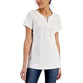 Karen S Womens Cotton Lace Up Tunic
