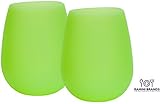 Ramini Brands Silicone Wine Glasses - Bonus Wine and Spirits Recipes - Unbreakable Reusable Cups - Camping Sailing Fishing Parties Tailgating - Set of 2 (Green)
