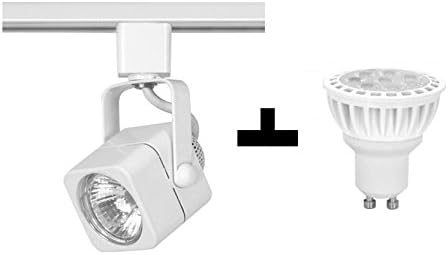 1 Nuvo TH312 Mr16 Square White Track Head Fixture Plus + 1 Pyramid Bulbs P64971 LED Bulb 5000