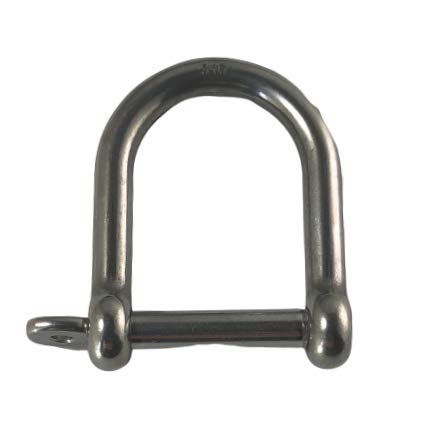 Stainless Steel 316 Wide D Shackle 1/4" (5.5mm) Marine Grade
