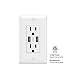USB Wall Outlet, KING-LINK USB Wall Plug High Speed 2.4A/5V Dual USB Charger Electric Outlet 15-Amp/125V Receptacle Wall Plate Socket White