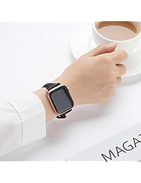 WFEAGL - Correa de cuero compatible con Apple Watch 1.496 in, 1.575 in, 1.654 in, 1.732 in, banda de cuero de grano superior fina y delgada de repuesto para iWatch Series 4 3 2 1