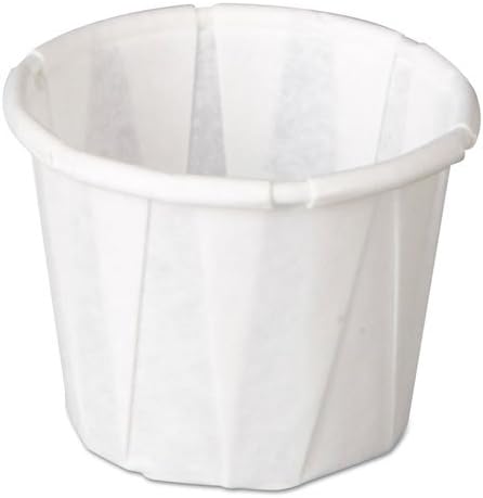 Genpak Squat Pleated Paper Portion Cups, 0.5 Oz, White, 250 Cups Per Sleeve, Carton of 20 Sleeves