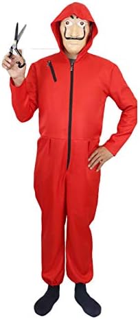 Fanstyle House of Paper Dali Red Onesies Clown Costume Halloween COS Dali Jumpsuit