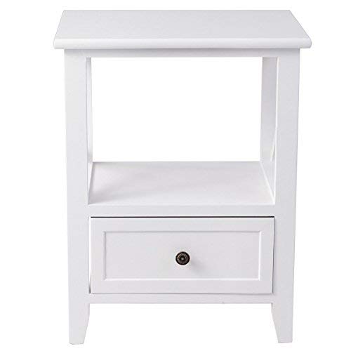 image for Giantex Nightstand Set of 2 End Tables W/Storage Shelf and Wooden Draw